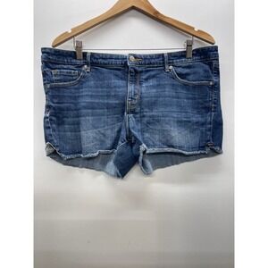 Mossimo Denim Womens Mid Rise Midi Shorts Dark Wash Cut Off Hem Size 16/33